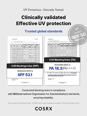 Cosrx Ultra-Light Invisible Sunscreen SPF+/PA ++++ Light Moisturizing – Super λεπτόρρευστο ενυδατικό αντιηλιακό με υψηλή προστασία - 50 ml