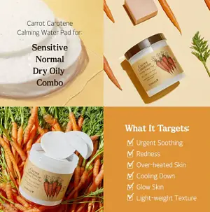 Skinfood Carrot Carotene Calming Water Pad 250gr - 60 pads Ενυδατικά και Καταπραϋντικά εμποτισμένα 60 pads