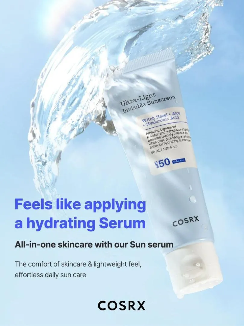 Cosrx Ultra-Light Invisible Sunscreen SPF+/PA ++++ Light Moisturizing – Super λεπτόρρευστο ενυδατικό αντιηλιακό με υψηλή προστασία - 50 ml
