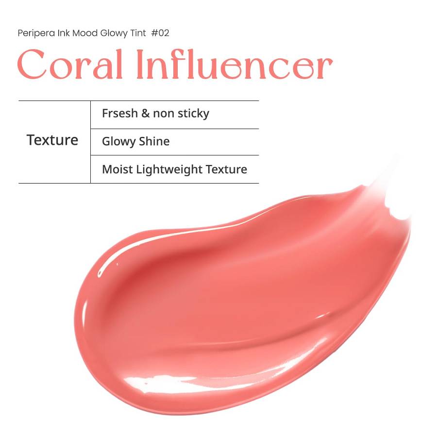 Peripera Ink Mood Glowy Tint - 02 Coral Influencer - 4 g